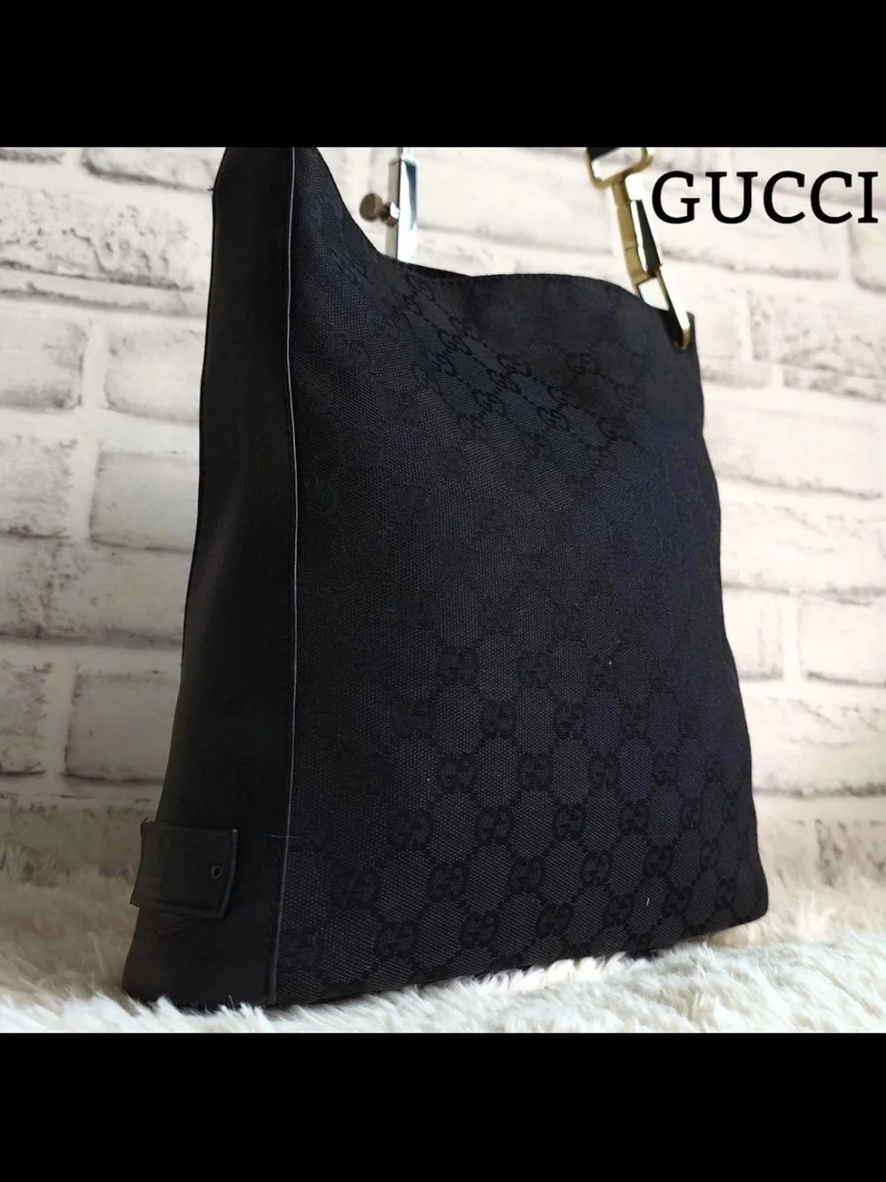 Gucci Black Signature Canvas Shoulder Bag